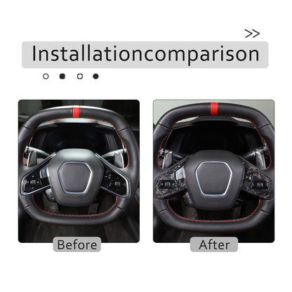 Real Carbon Fiber Steering Wheel Button Trim Cover For Corvette C8 2020-2026 - Variants 1-5 57