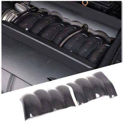 2Pcs Real Dry Carbon Fiber Intake Manifold Cover Engine For Corvette C6 2005-13 2