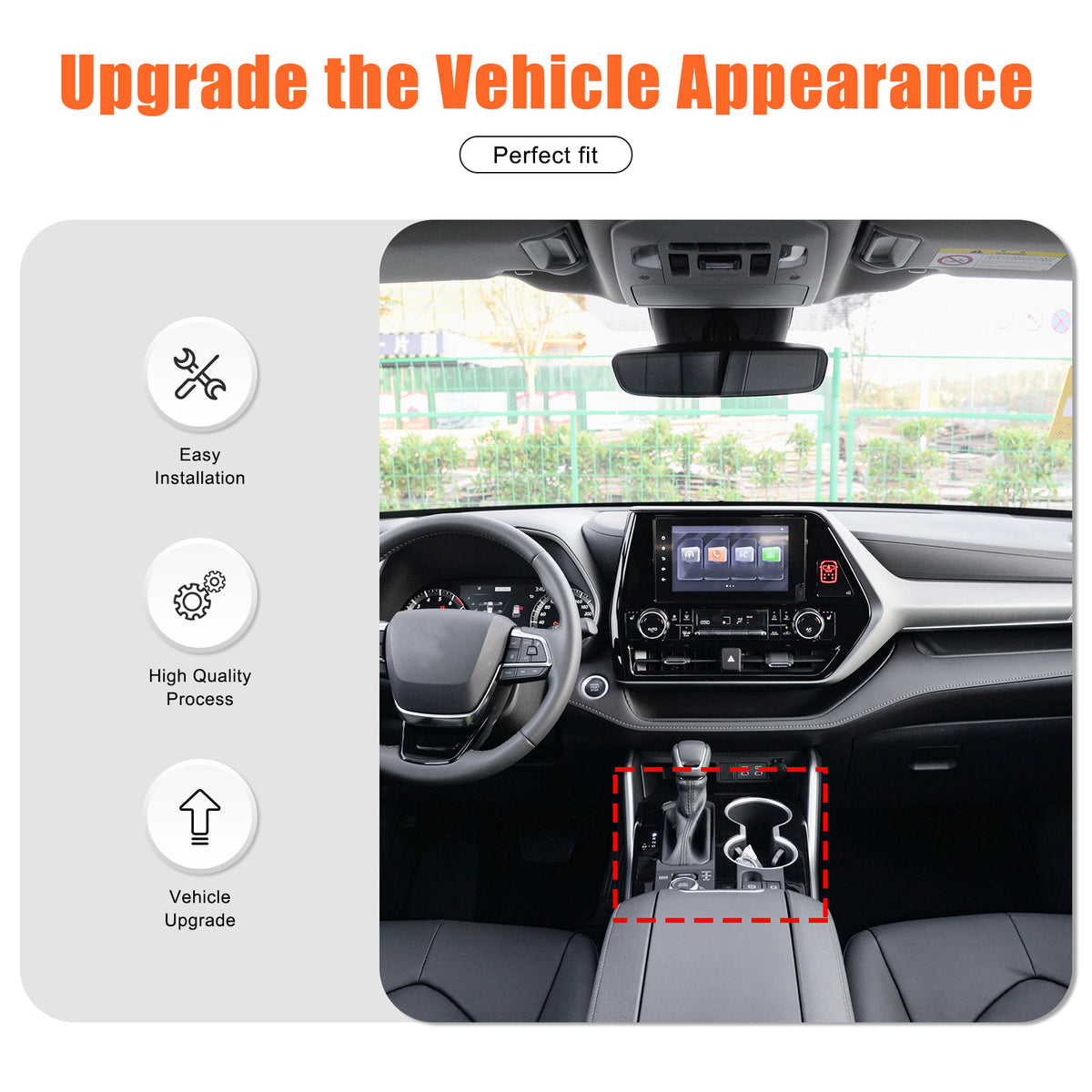 ABS Carbon Fiber Center gear shift trim cover for Toyota Highlander 2022-2024 9