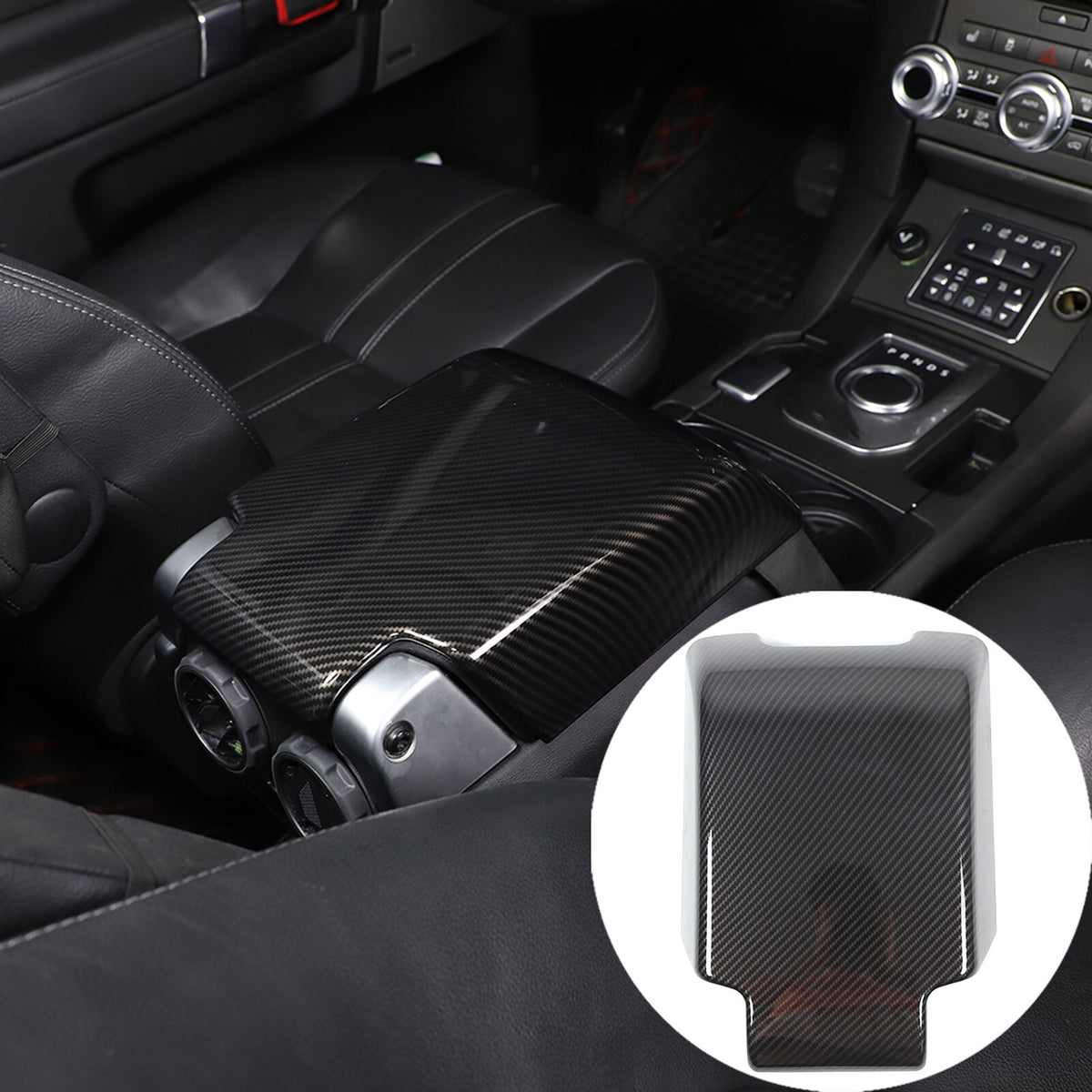 ABS Carbon Fiber Center Console Armrest Box Cover For LR Discovery 3/4 04-16 1