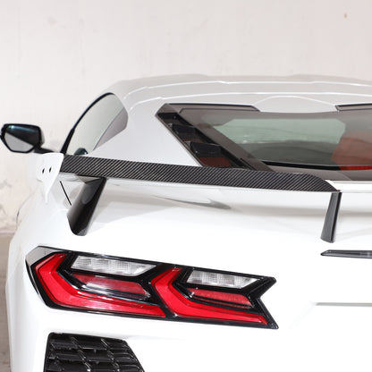 Real Carbon Fiber High Wing Spoiler Add-On Wicker Bill Pair For Corvette C8 20+ 11