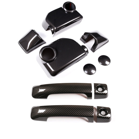 Carbon fiber ABS Door Handle & Rearview Mirror Trim Cover For FJ Cruiser 2007-21 1