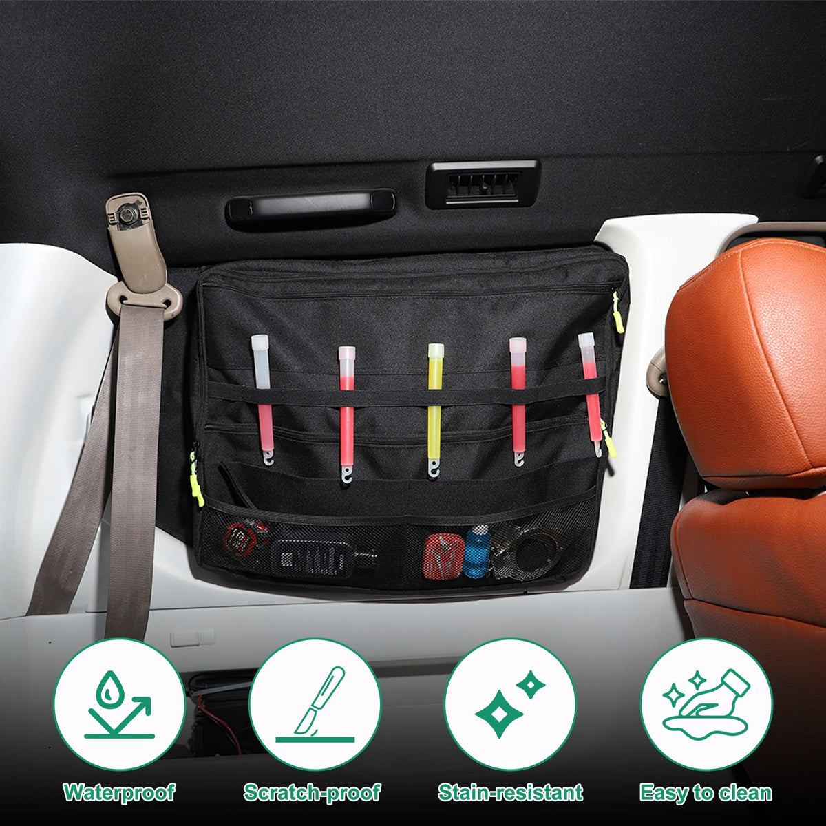Trunk Side Left Side Window Storage Bag For Toyota Prado 1996-2002 7