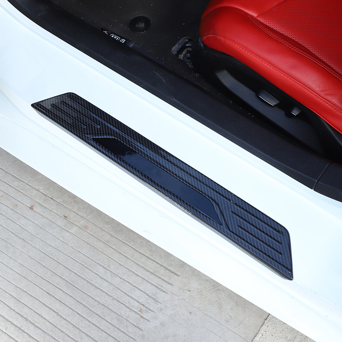 Real Carbon Fiber Scuff Plate Door Sill Cover Protector For Corvette C8 2020-26 12