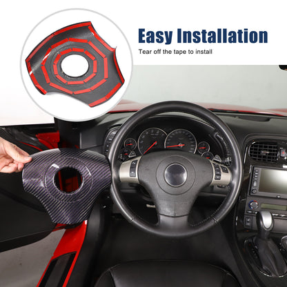 Real Carbon Fiber Center Steering wheel trim cover For Corvette C6 2005-2013 9