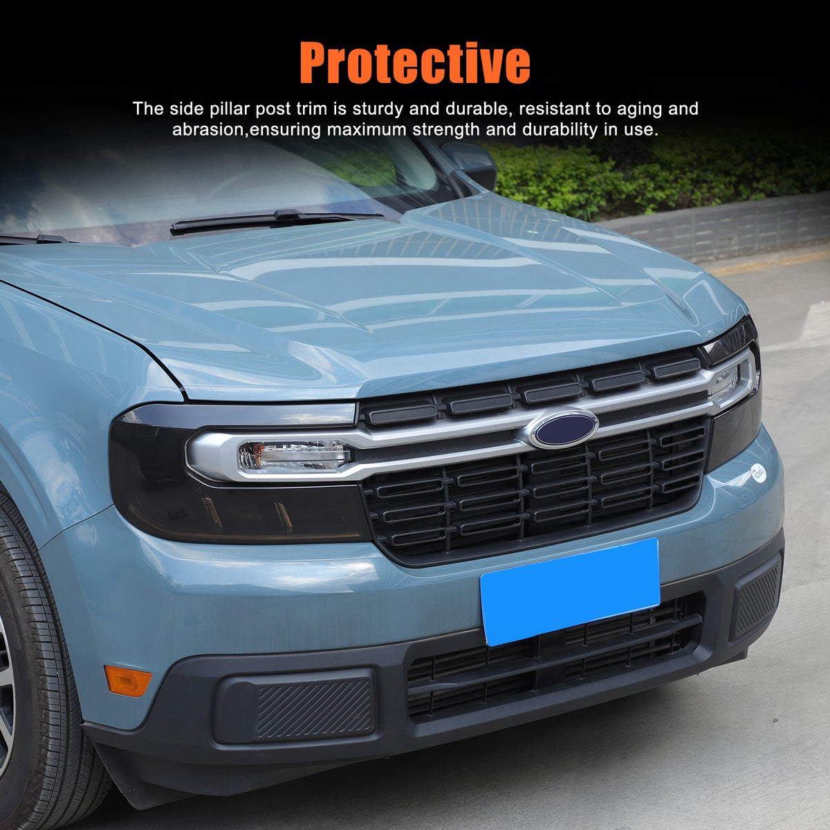 Transparent Gray Smoked Front Headlight Cover Trim For Ford Maverick 2022-2024 6