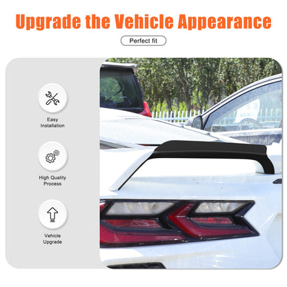 Glossy Piano Black Rear Spoiler Wing Trim Cover For Corvette C8 2LT 3LT 2020+ 18