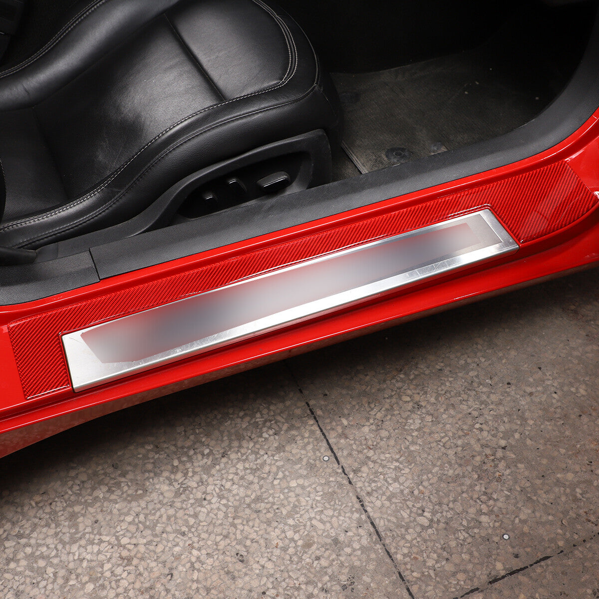 Red Carbon Fiber Door Sill Scratch Resistant Trim Sticker For Corvette C7 14-19 9