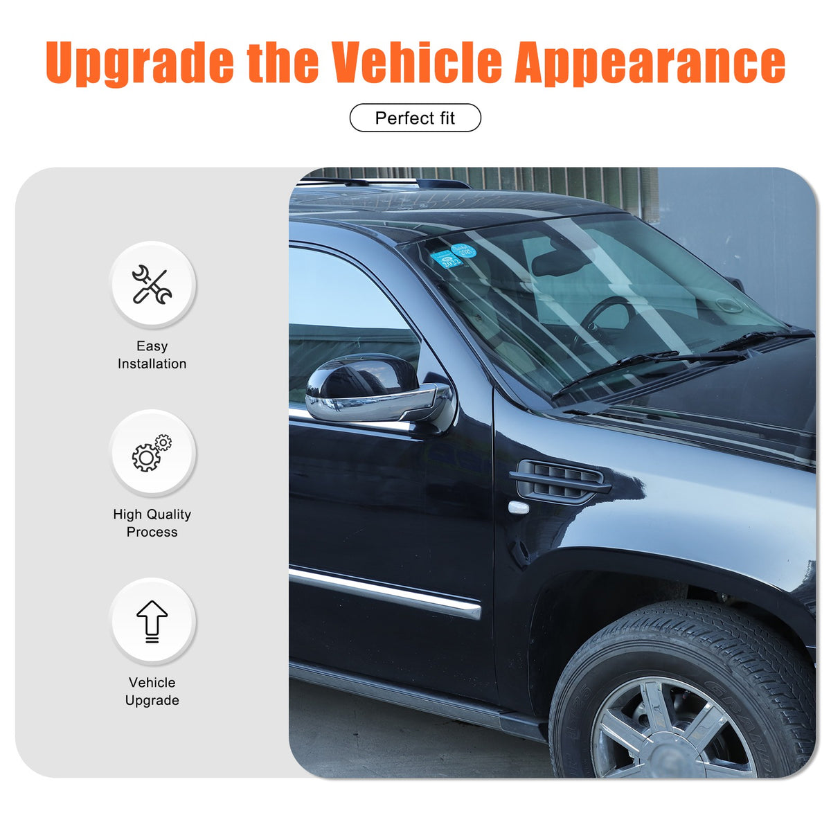 ABS Matte Black Side Air Fender Vent Trim For Cadillac Escalade 2007-2014 6