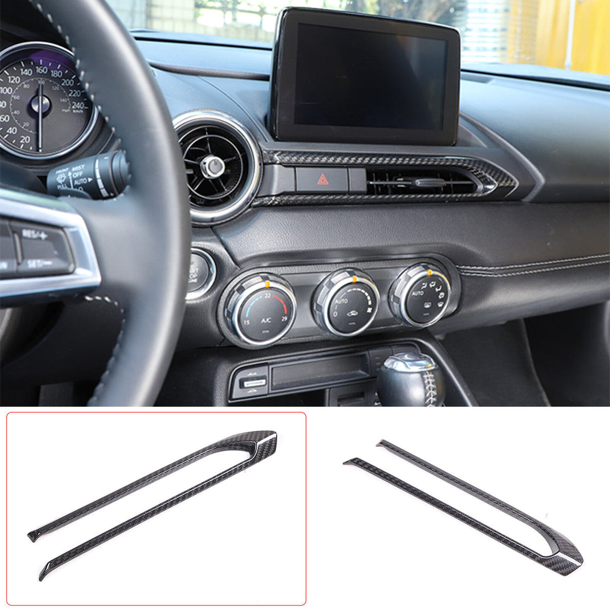 Real Carbon fiber Center Console air outlet frame Trim Cover For Mazda MX-5 16+ 7