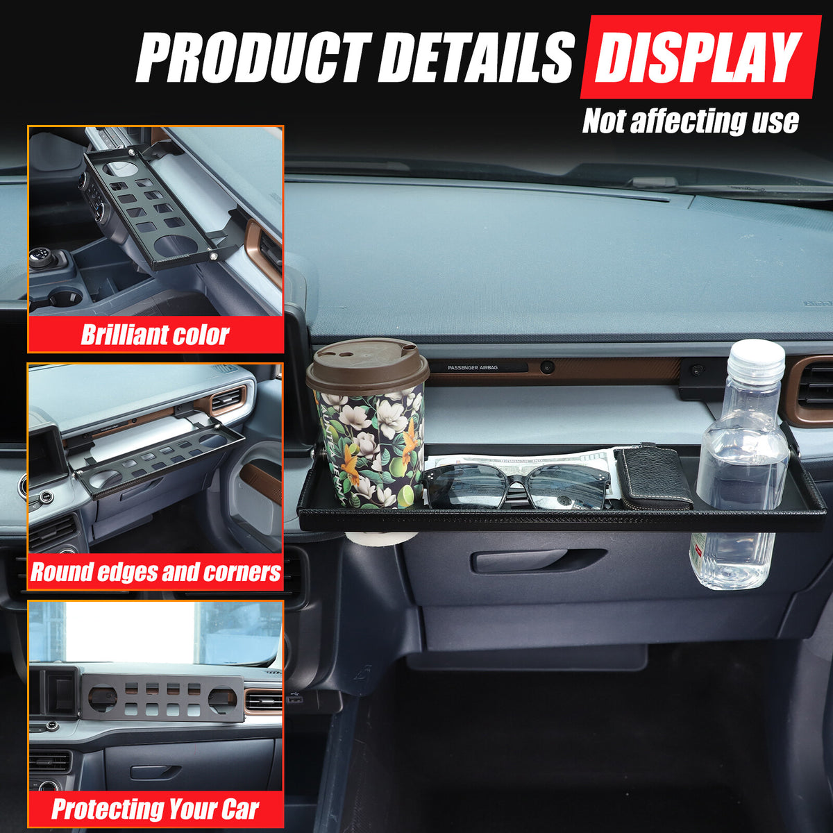 Aluminum Multi-functional Passenger Side Storage Rack For Ford Maverick 2022+ 9