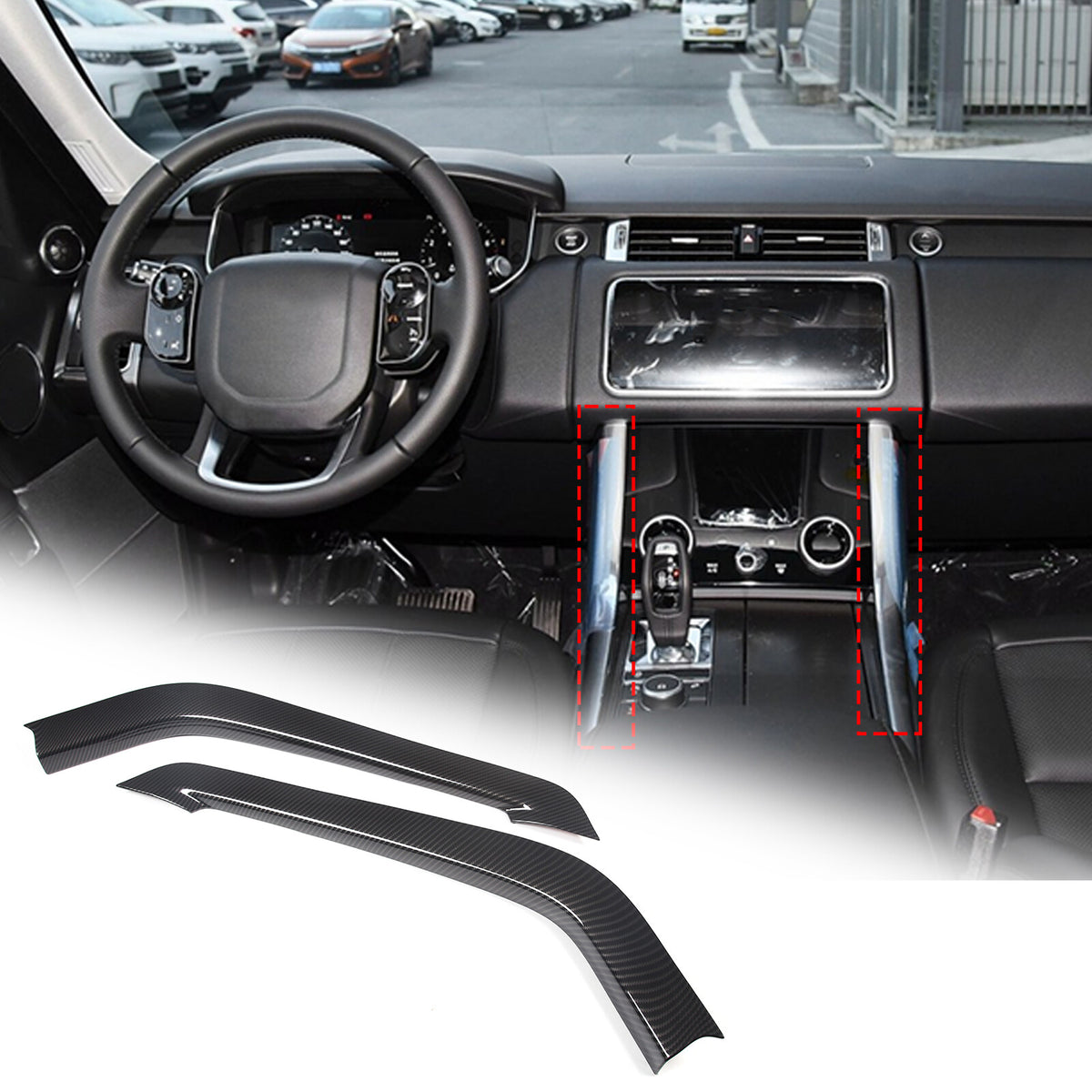 ABS Carbon fiber Center Console Gear Shift Trim For LR Range Rover Sport 18-22 6