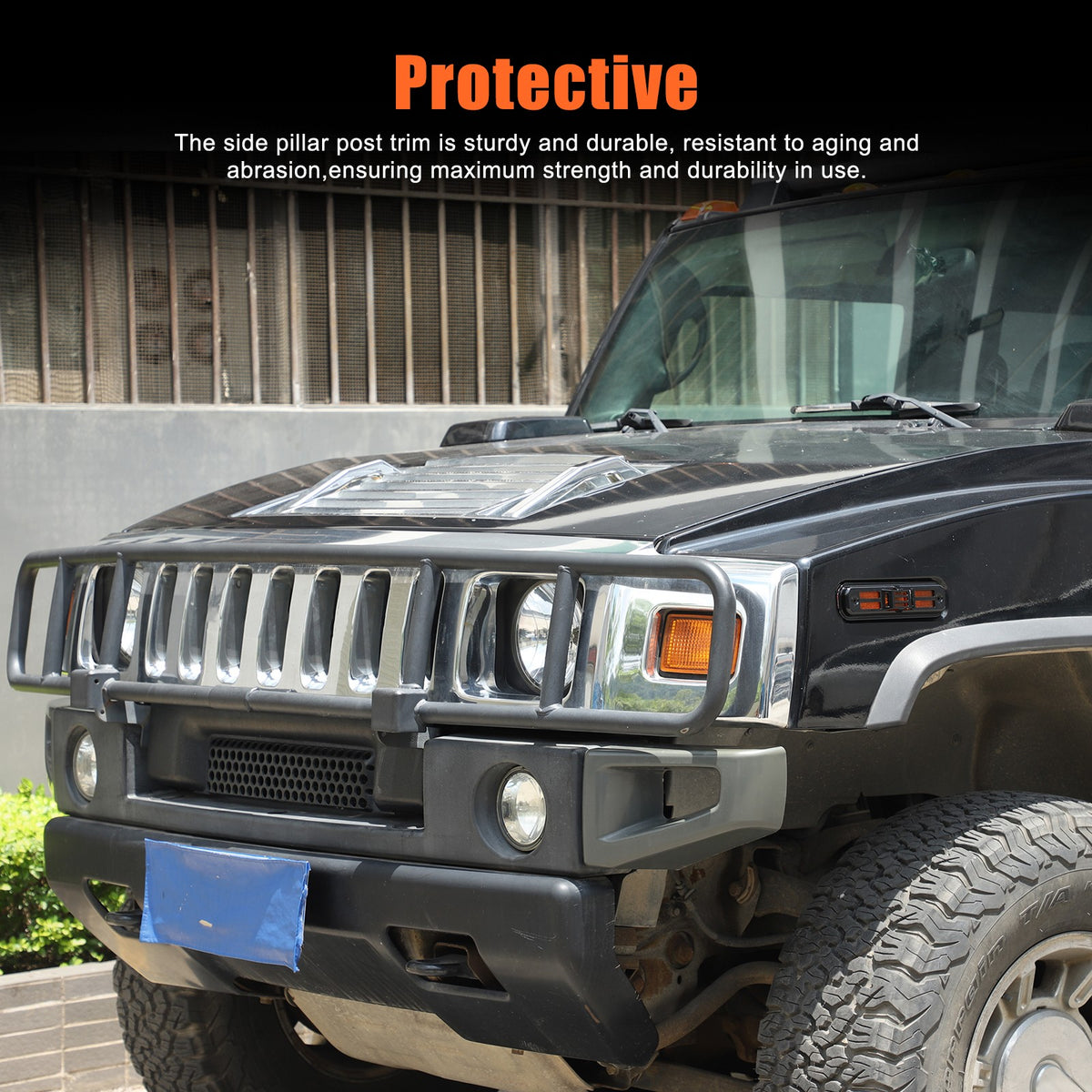Glossy Piano Black Front Bumper Exterior Trim Cover Set For Hummer H2 2003-2009 - Styles 1-5 7