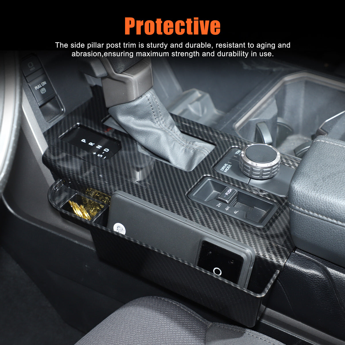 Carbon Center Console Gear Shift Panel Storage Box For Toyota Tundra/Sequoia 22+ 5
