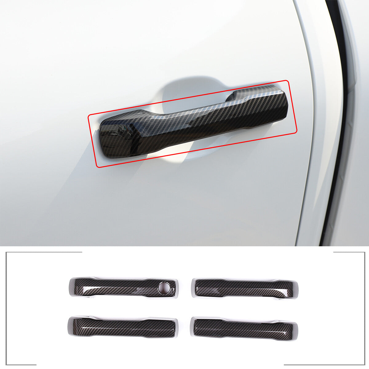 Carbon fiber Side Mirror+Door Handle Covers Molding Trim for Toyota Tundra 22-26 6