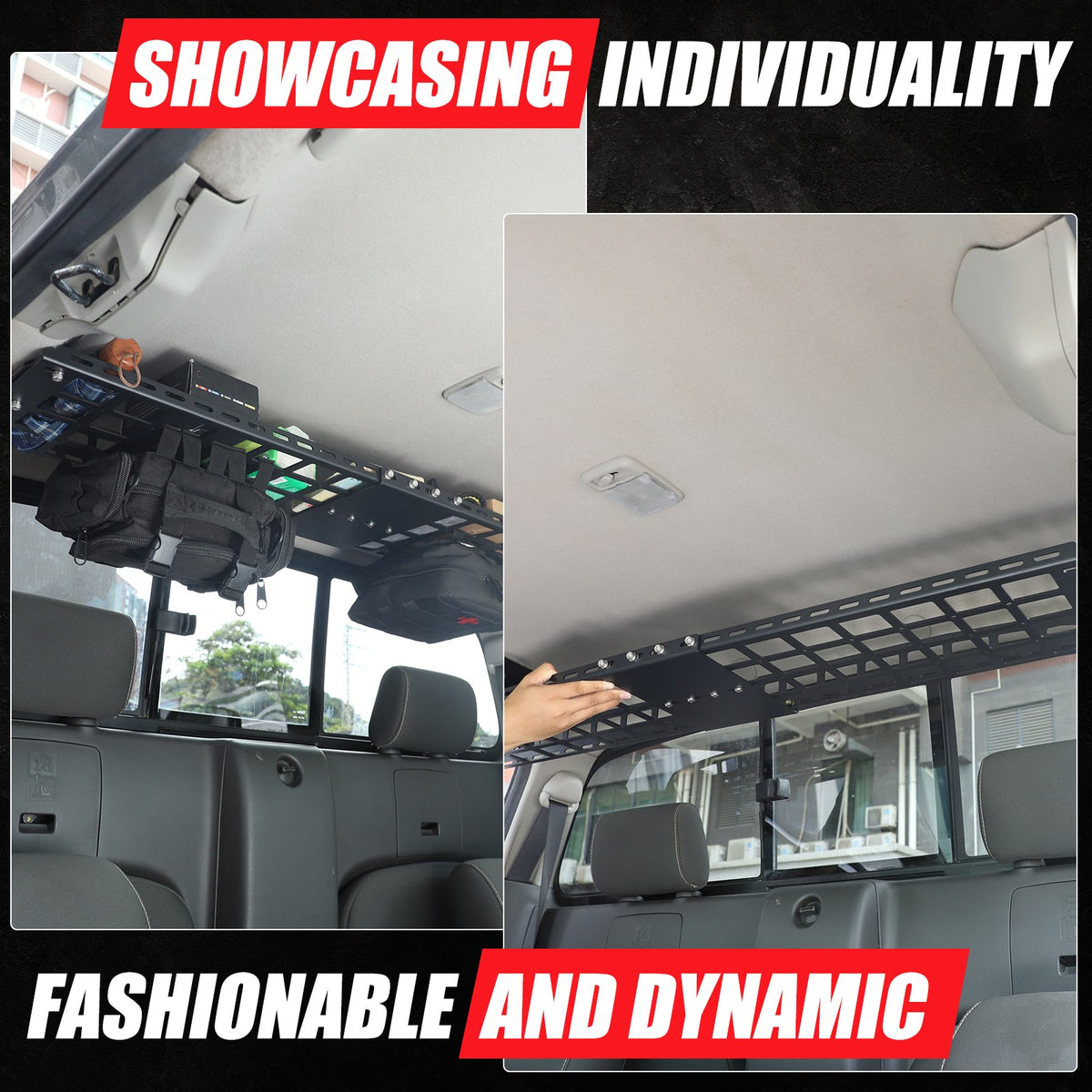 Aluminum Rear Roof Hanging Rack Molle Panel For Nissan Frontier King Cab 2009-17 7
