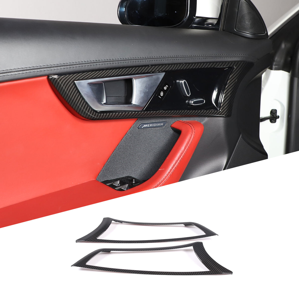 ABS Carbon Fiber Inner Door Handle Frame Cover Trim For Jaguar F-TYPE 2013-2024 14