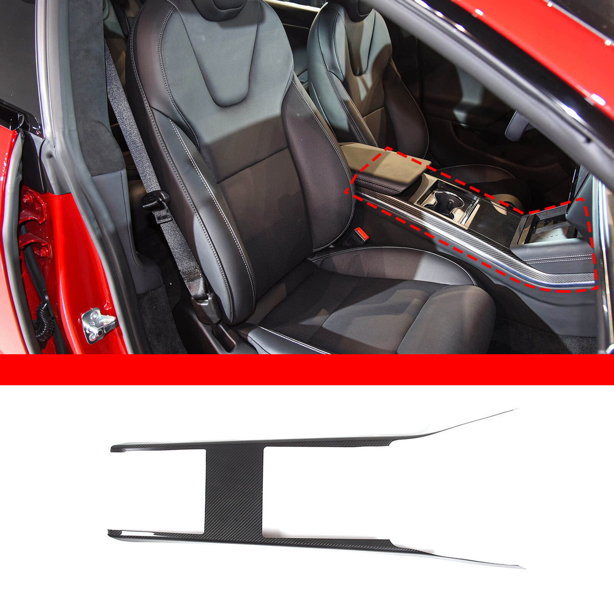 Real Dry Carbon Fiber Center Console Interior Trim Cover For Tesla Model S 23+ 24