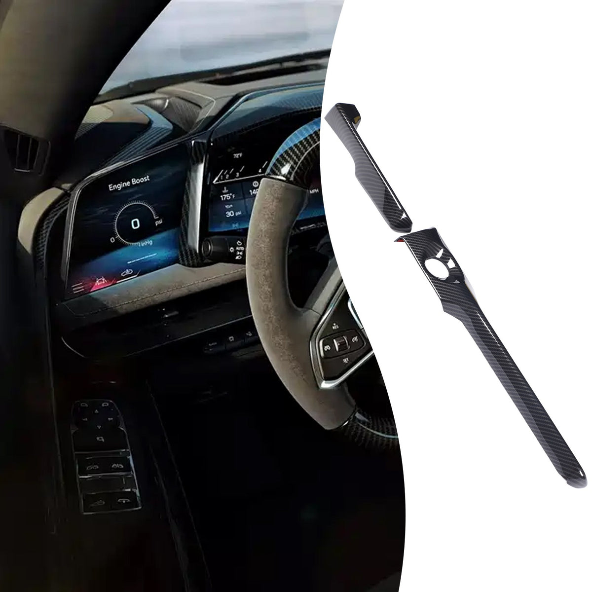 ABS Carbon Fiber Steering Wheel Side Dashboard Trim For Corvette C8 2026+ US 17