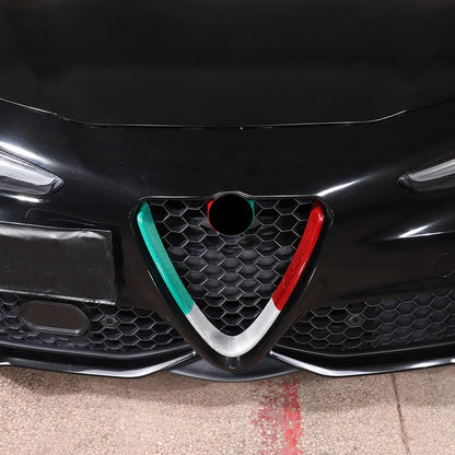 Tricolor Real Carbon Fiber Grille V-Shaped Trim For Alfa Romeo Giulia 2017+ US 2
