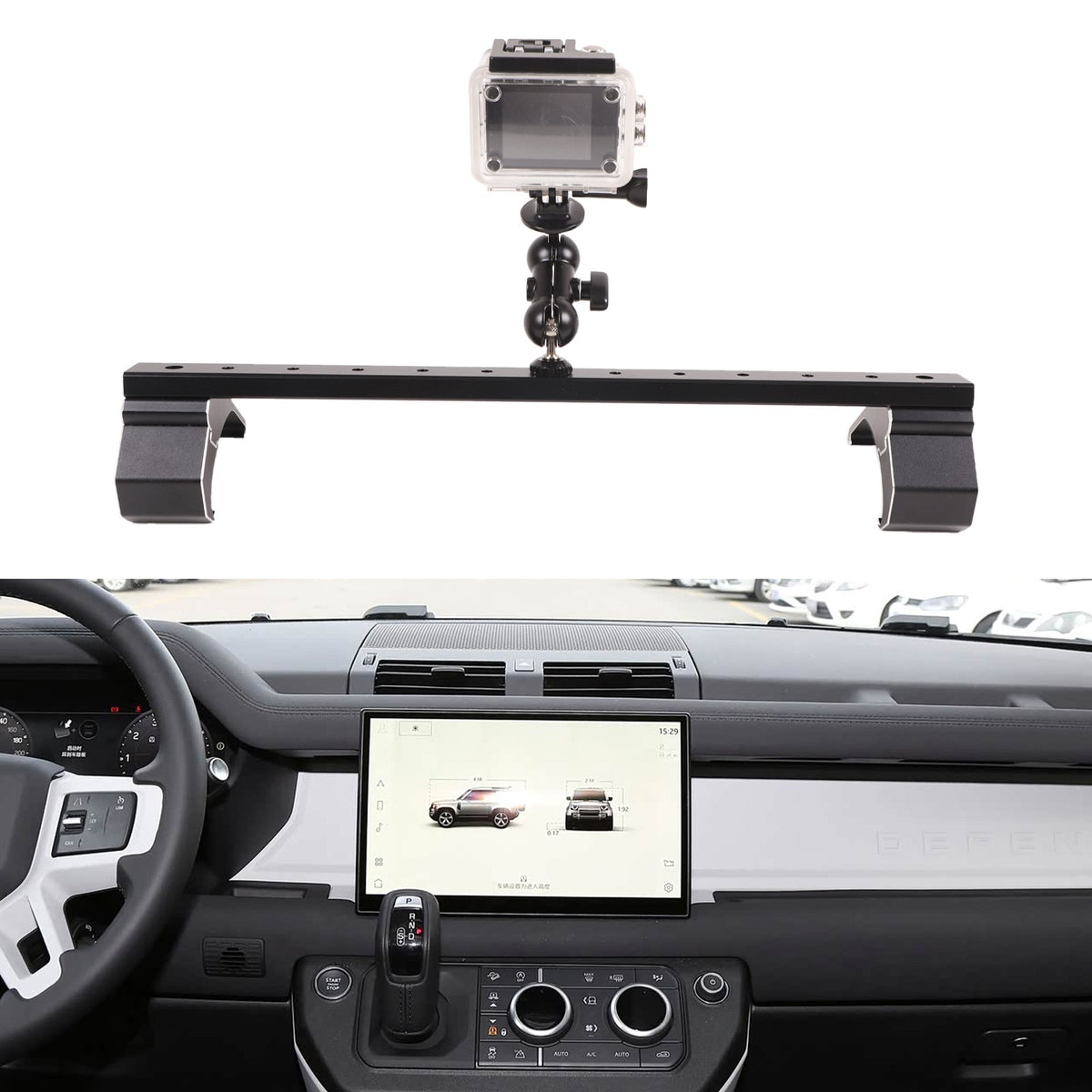 Dashboard Phone Mount W Action Cam Bracket For Land Rover Defender L663 2020-23 10