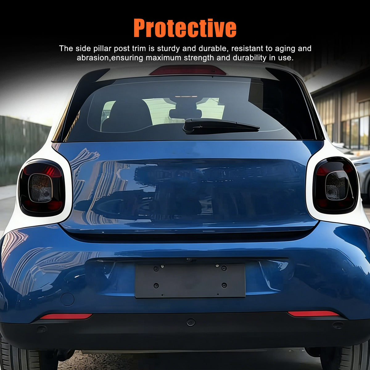 Smoked Black ABS Tail Light Smoke Housing Cover Trim For Benz Smart Fortwo 16-19 4