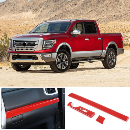 Red ABS Dashboard Center Console Trim Cover for Nissan Titan 2016-23 US 16