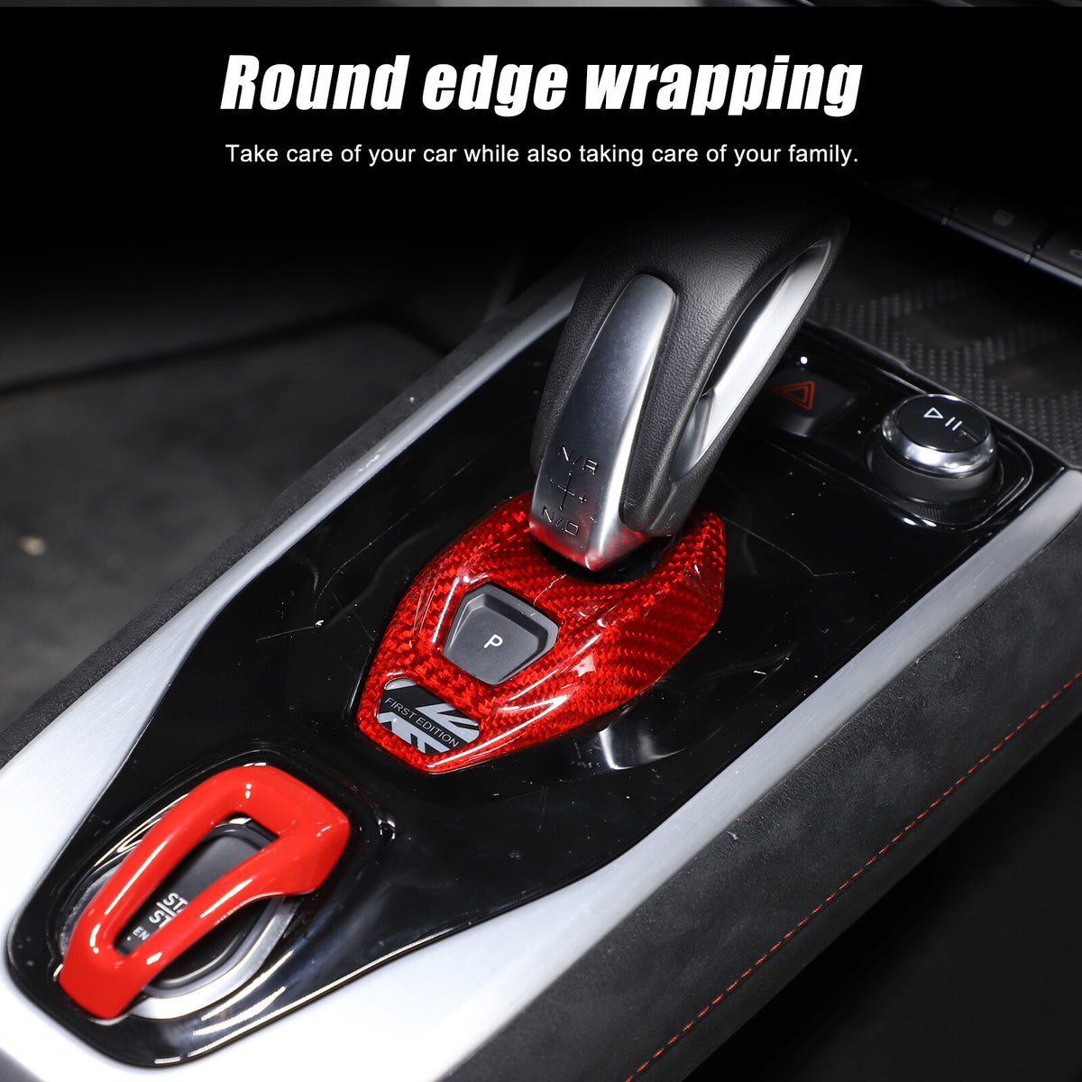 Red Real Carbon Fiber Console Gear Base Cover Trim For Lotus Emira V6 I4 2023-25 15