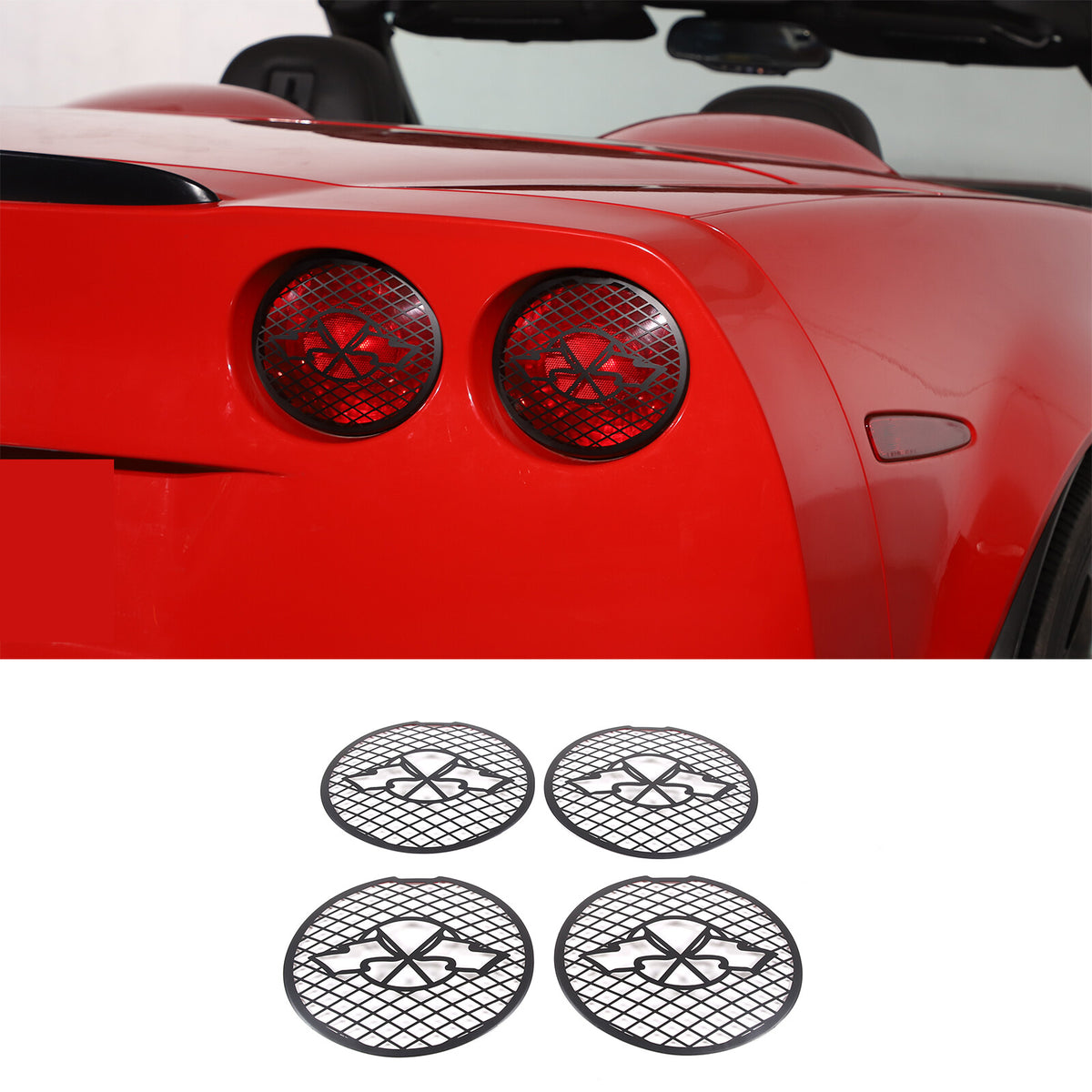 Black Stainless Steel Tail Light Trim Grills for Corvette C6 GS/Z0 /ZR1 2005-13 1