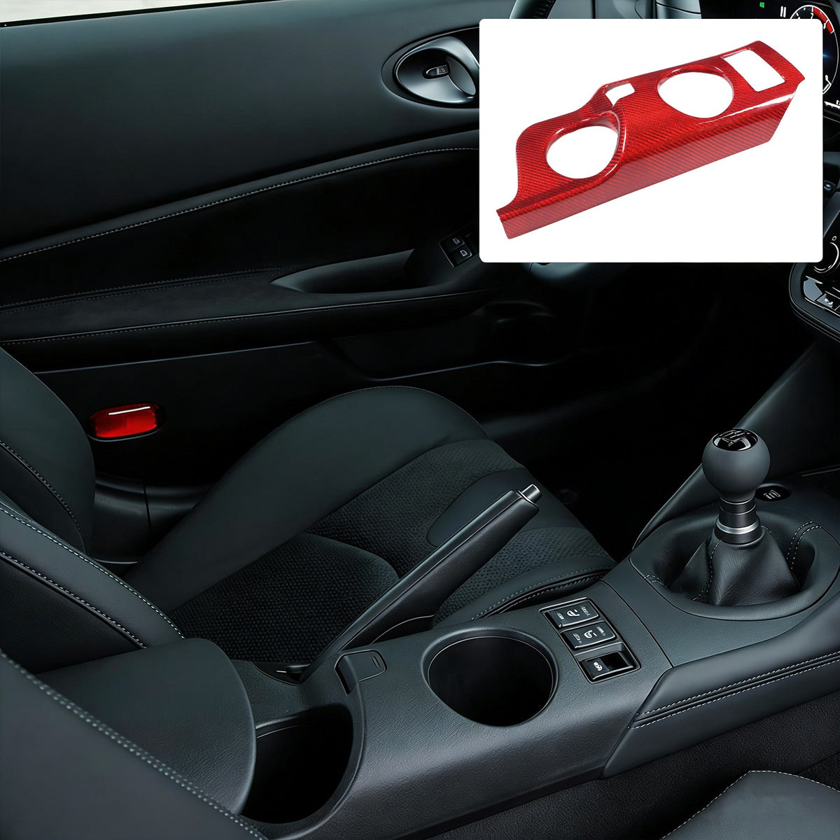 Red Real Carbon Fiber Interior Center Console Trim For Nissan Z 400Z RZ34 2023+ 10