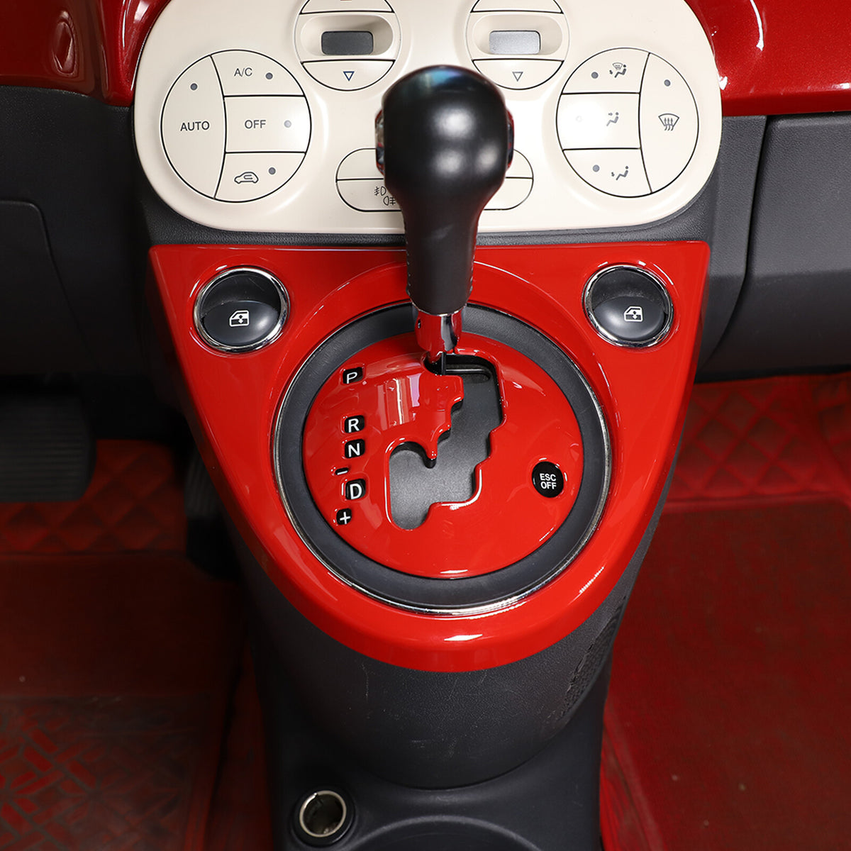 Red Center Console Gear Shift Display Panel Cover Trim Kit for Fiat 500 2011-23 3