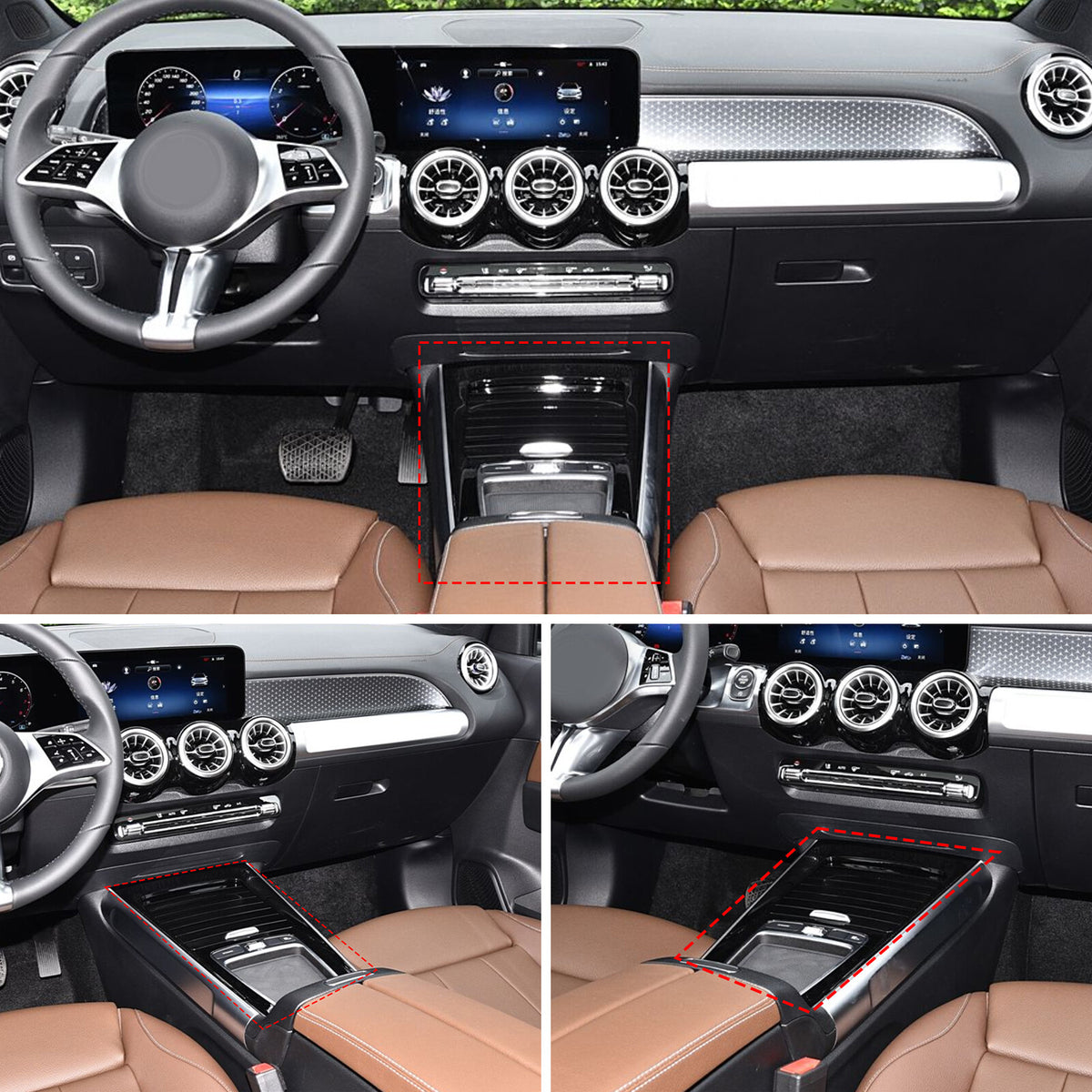 Oak Wood Grain Center Console Panel Trim For Benz B-Class W247 GLB X247 2024-25 20