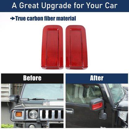 Red Real Carbon Fiber Exterior Rearview Mirror Groove Trim for Hummer H2 2003-09 22