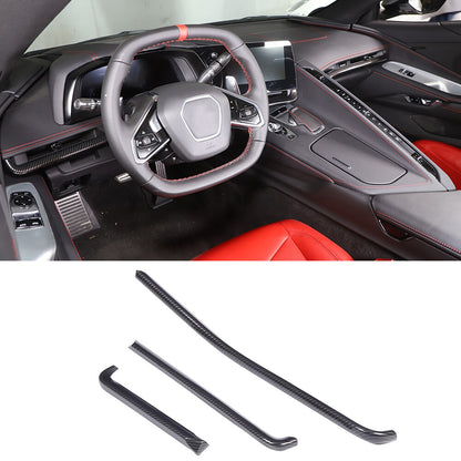 Carbon Fiber ABS Center Console Dashboard Panel Trim Kit For Corvette C8 20-25 2