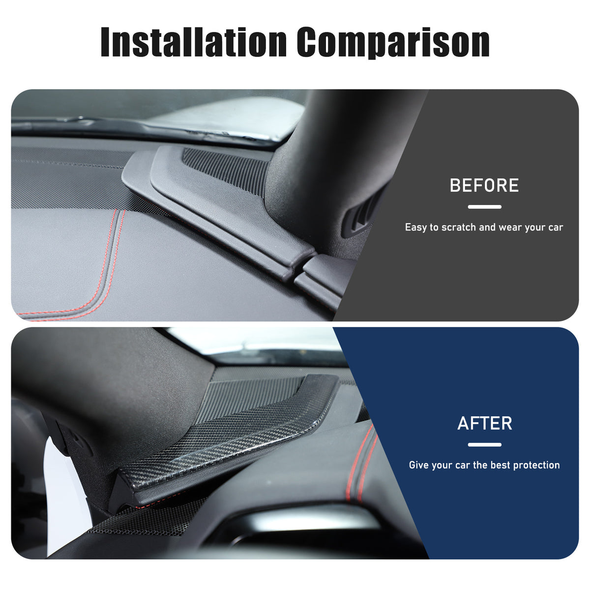 Real Carbon Fiber Dashboard Side Console Pitched Horn Cover For Corvette C8 20+ 3