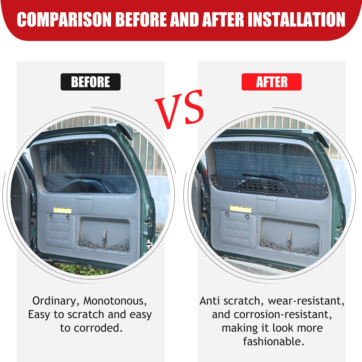 Rear Window Storage Barrier Molle Panel For Toyota Prado 2003-2009 7