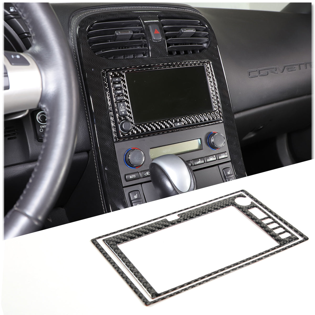For Corvette C6 05-13 Soft Carbon Fiber Interior Center Console Trim Cover Set 10