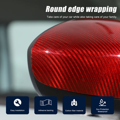 Red Carbon Fiber Exterior Side Rear Mirror Trim For Fiat 500 Abarth 595 2010+ US 17