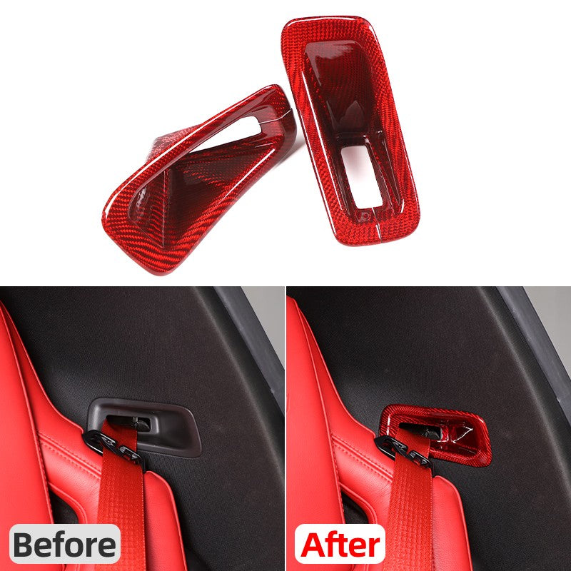 Red Real Carbon Fiber Seat Safety Belt Frame Trim For Corvette C8 2020+ 2