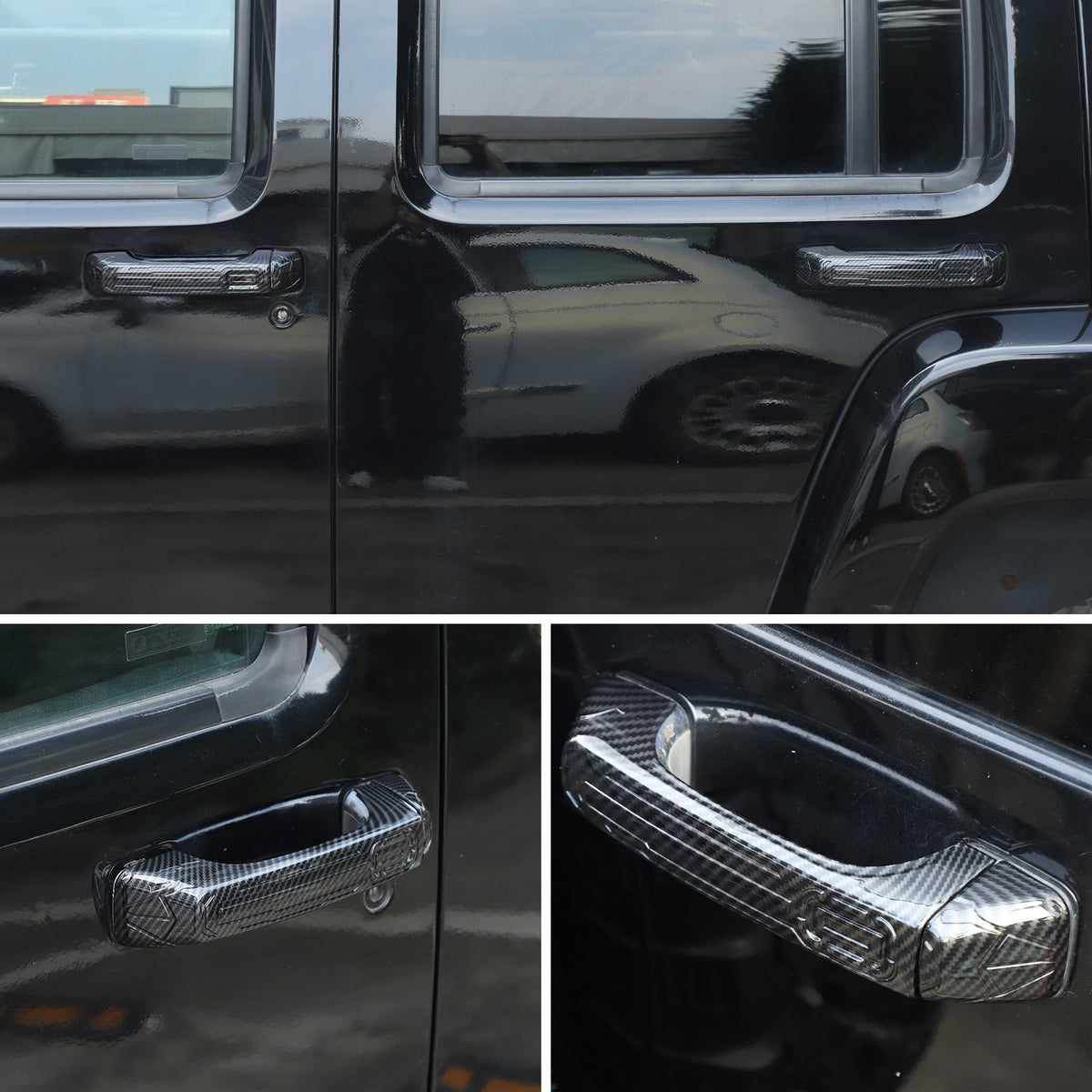ABS Carbon Fiber Door Handle + Tailgate Cover Trim Bezel For Hummer H3 2005-2009 5