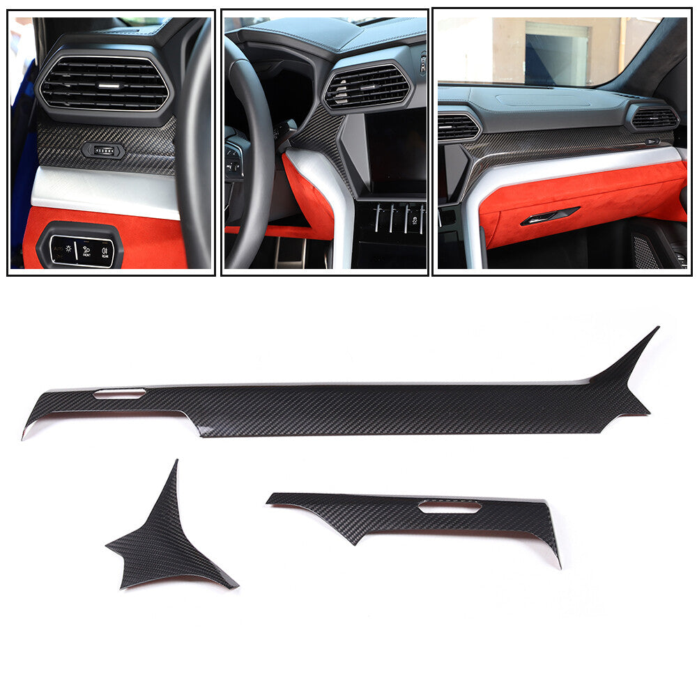Real Carbon Firber Front Dashboard Strip Cover Trim For Lamborghini Urus 2018-23 1