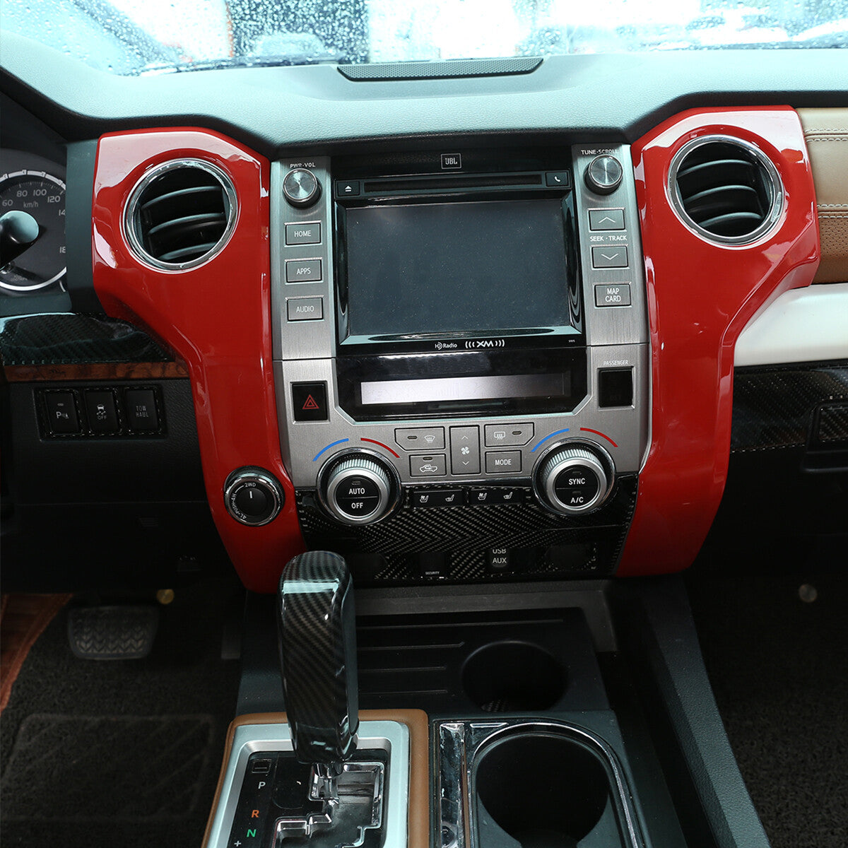 2pcs For Toyota Tundra 14-21 Red ABS Central Control Air Vent Outlet Cover Trim 8