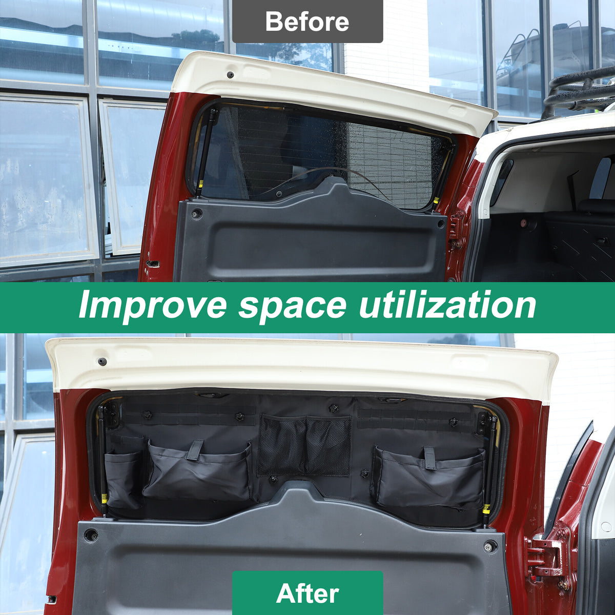 Tailgate Rear Door Window Trunk Storage Bag Organizer For Toyota FJ Cruiser 07+ 16