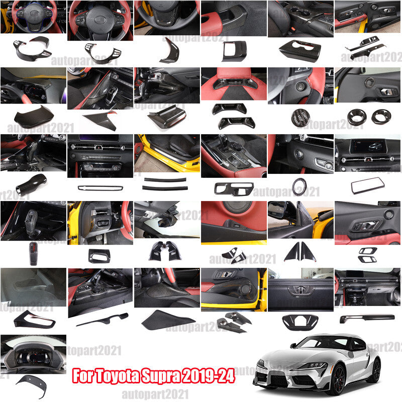 Real Carbon Fiber Full Interior Set Decor Trim Kit For Toyota Supra A90 MK5 19+ 1