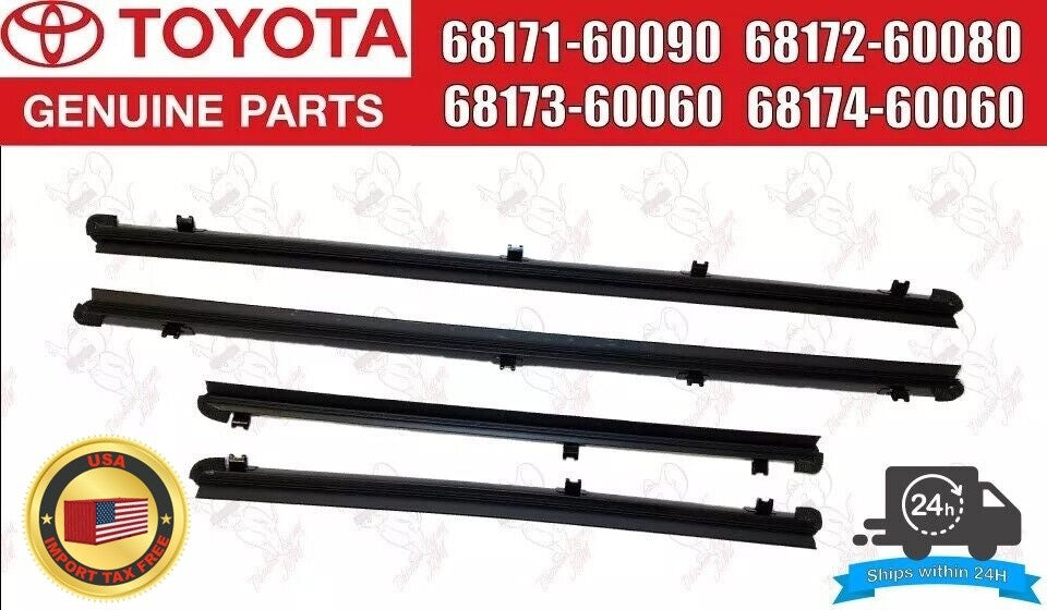 Toyota Genuine 4Runner GX460 Front Rear Inner Door Glass Weatherstrip Set OEM 1