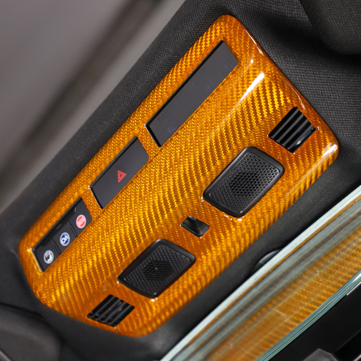 Yellow Carbon fiber Roof Reading Light Panel Trim For Corvette C8 2020-26 1