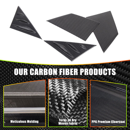 Real Carbon Fiber External A-Pillar Triangle Trim Cover For Fiat 500 2010+ 11