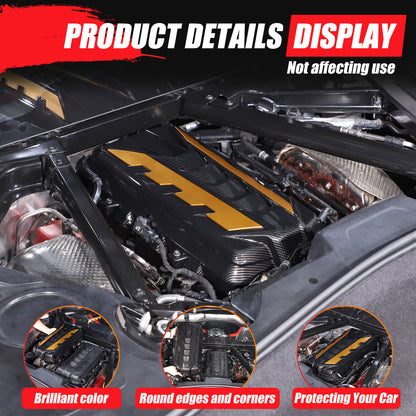 Black Engine Bay Panel Cover Trim in Edge Yellow For Corvette C8 2020-26 US 18