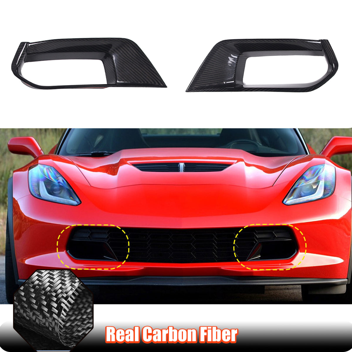 Real Carbon Fiber Interior Dashboard Trim Cover Decor Kit For Corvette C7 14-19 111
