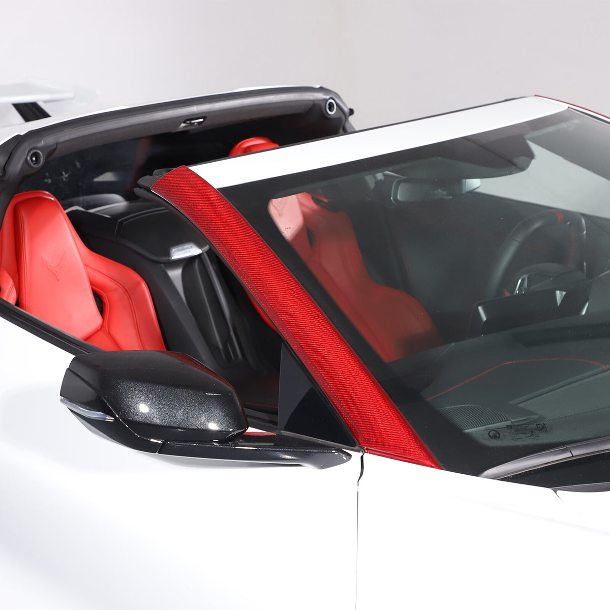 Red Carbon Fiber Exterior A-pillar Trim Cover Fits For Corvette C8 2020-2026 4